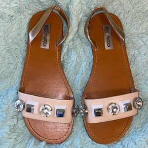 Steve Madden Brown Sandals with Crystal Embellishments